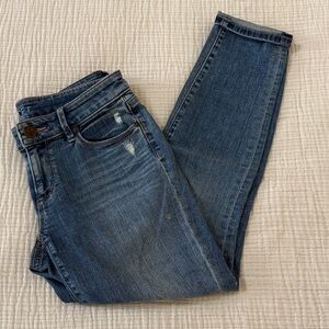 LOFT Skinny Mid-Rise Blue Jeans